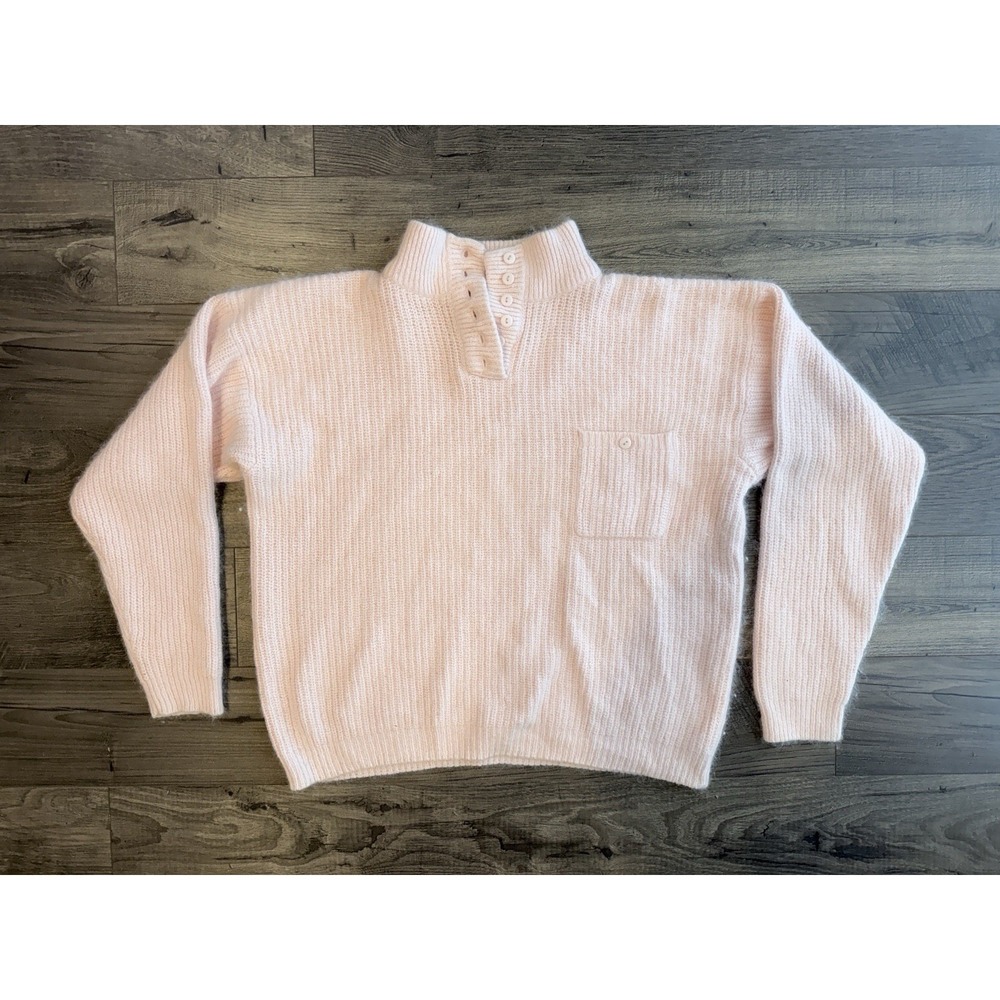 Vintage Norm Thompson Angora Silk Lambswool Sweater Pink Mock Neck Soft Girl M